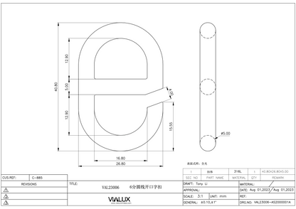 VAL23006 19mm Double Loop Slider Stainless Steel Polished