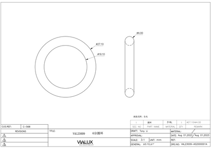 VAL23009 19mm Ring Stainless Steel Polished