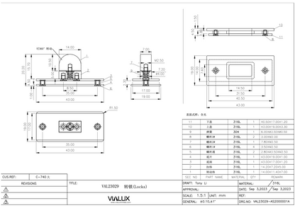 VAL23029 Twist Lock Stainless Steel Polished Gold