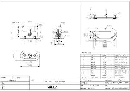 VAL23031 Twist Lock Stainless Steel Polished