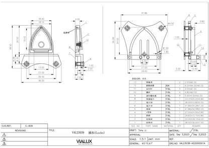 VAL23039 Tuck Lock Stainless Steel Polished