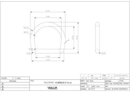 VAL23046 19mm D Ring Stainless Steel Polished