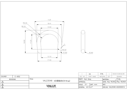 VAL23047 16mm D Ring  Stainless Steel Polished