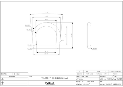 VAL23048 D Ring Stainless Steel Polished