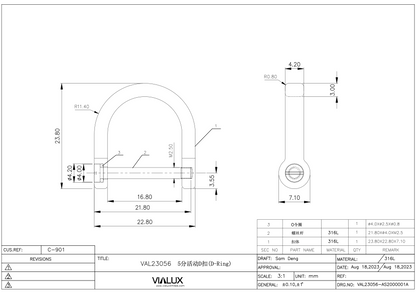 VAL23056 16mm D Ring Stainless Steel Polished