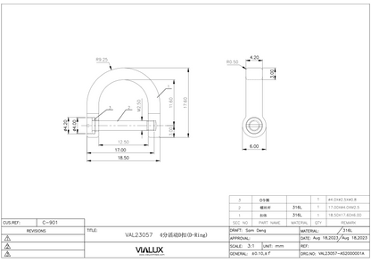 VAL23057 D Ring Stainless Steel Polished