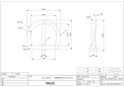 VAL23059 19mm Pin Buckle Stainless Steel Polished