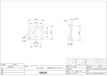 VAL23062 10mm Pin Buckle Stainless Steel Polished