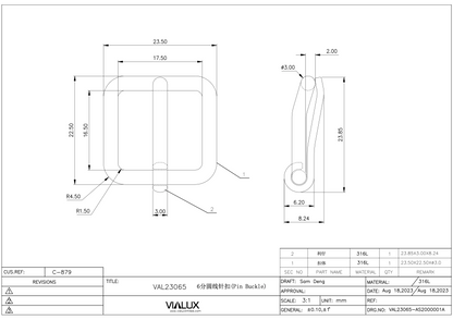 VAL23065 19mm Pin Buckle Stainless Steel Polished