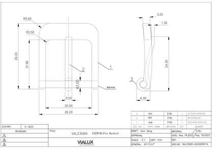 VAL23069 19mm Pin Buckle Stainless Steel Polished