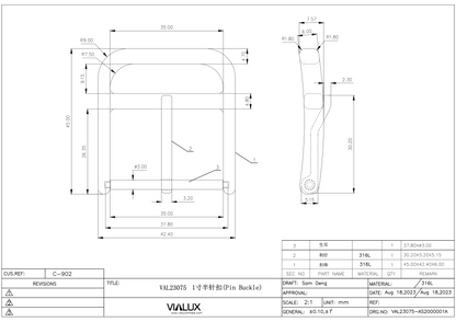 VAL23075 35mm Pin Buckle Stainless Steel Polished