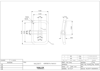 VAL23077 12mm Pin Buckle Stainless Steel Polished