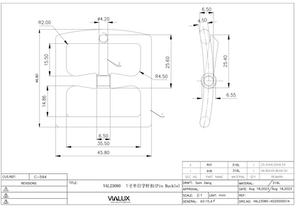 VAL23080 35mm Pin Buckle Stainless Steel Polished