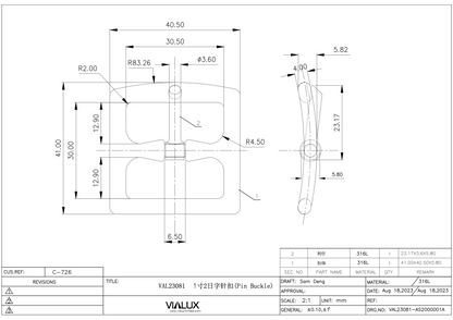 VAL23081 30mm Pin Buckle Stainless Steel Polished