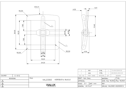 VAL23083 19mm Pin Buckle Stainless Steel Polished