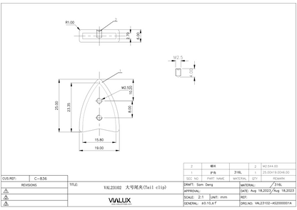 VAL23102 Strap End Stainless Steel Polished