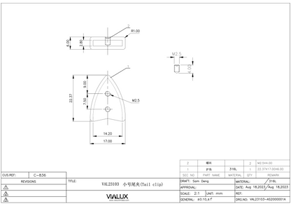 VAL23103 Strap End Stainless Steel Polished