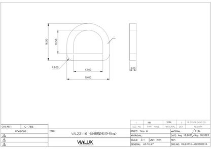 VAL23116 D Ring Stainless Steel Polished