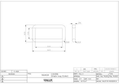 VAL23118  Single Loop Slider Stainless Steel Polished